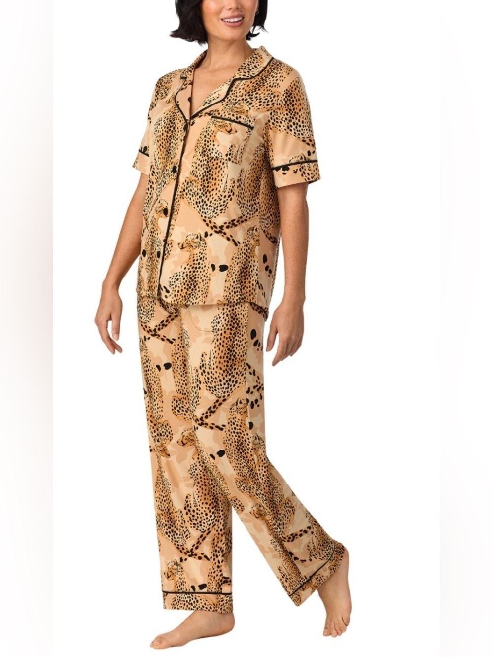 Room Service Women's Short Sleeve Notch Collar Pajama Set - Picture 4 of 8